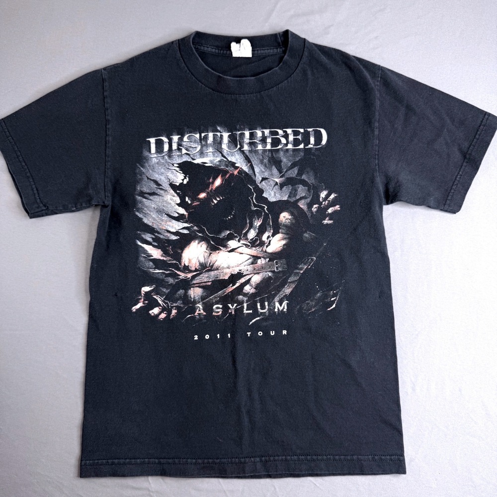 Disturbed Asylum 2011 Tour Shirt Mens Small Black Korn Sevendust Graphic Tee
